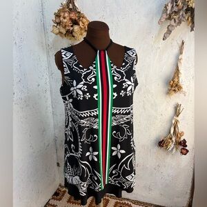 Eva Varro Tunic top Shoulder Cut Out Striped Patterned Tank Top Tunic Large